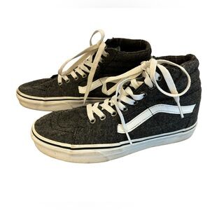Vans SK8 High Top Charcoal Gray w/ White Sneaker Men’s Size 6.5,  Women's Size 8